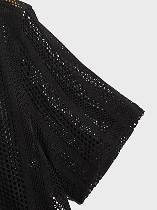 Open Knitted Button Short Sleeve Shirt