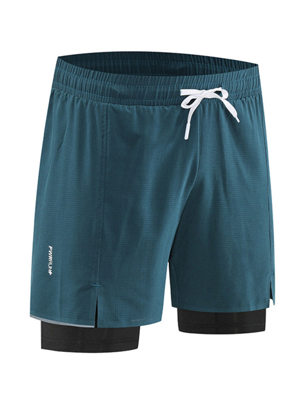 Men's breathable loose fit double layer quick-drying training shorts