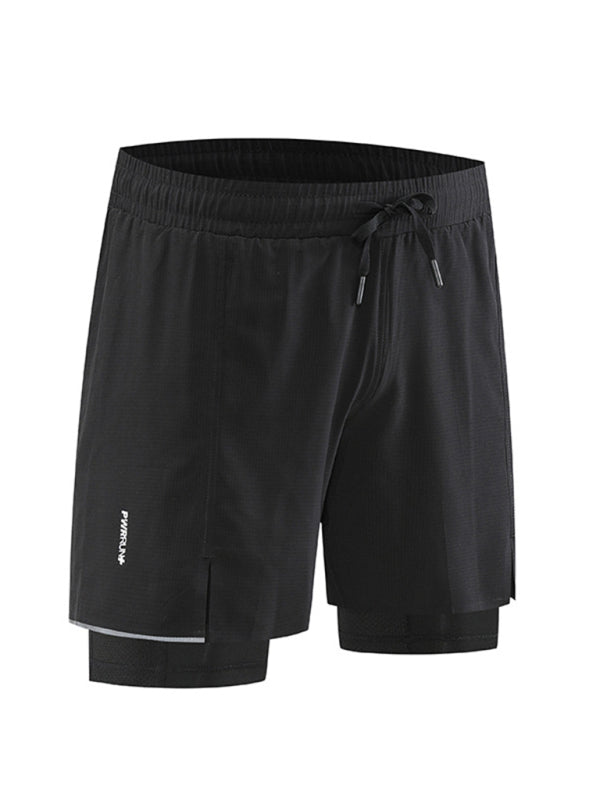 Men's breathable loose fit double layer quick-drying training shorts