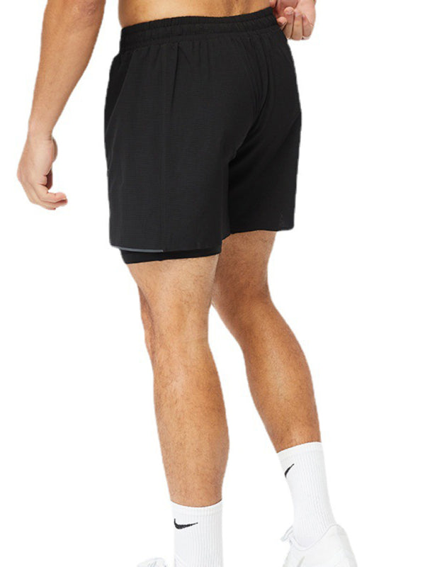 Men's breathable loose fit double layer quick-drying training shorts