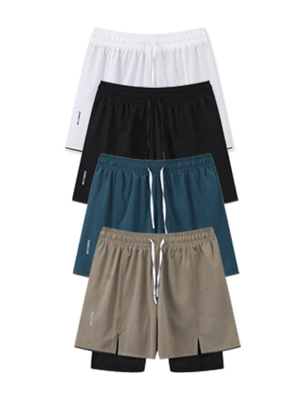 Men's breathable loose fit double layer quick-drying training shorts