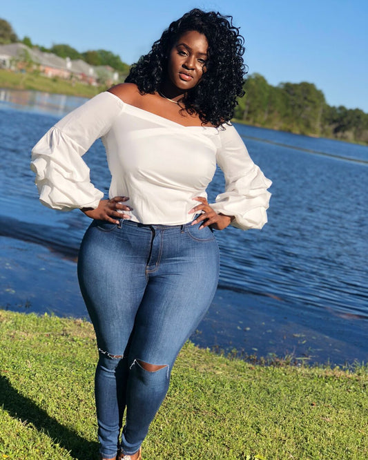 The Lantern Sleeve Short off-Shoulder plus Size