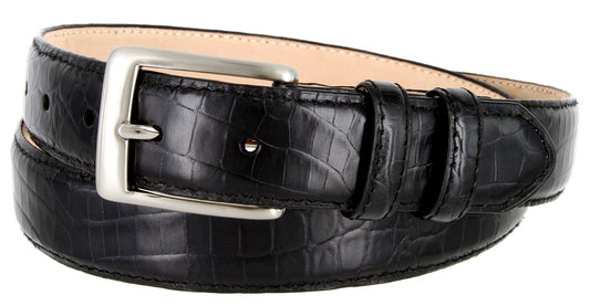The Genuine Italian Calfskin Alligator Embossed Leather Dress Belt