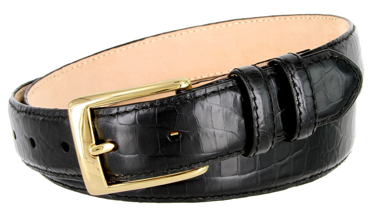 The Genuine Italian Calfskin Alligator Embossed Leather Dress Belt
