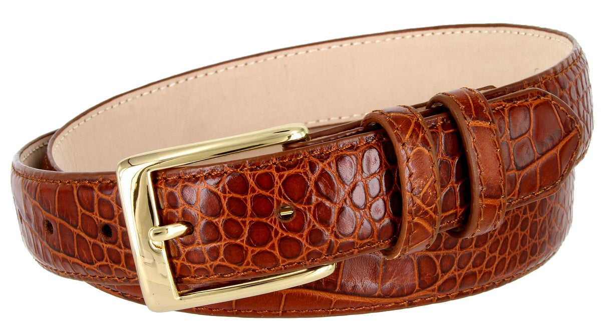 The Genuine Italian Calfskin Alligator Embossed Leather Dress Belt