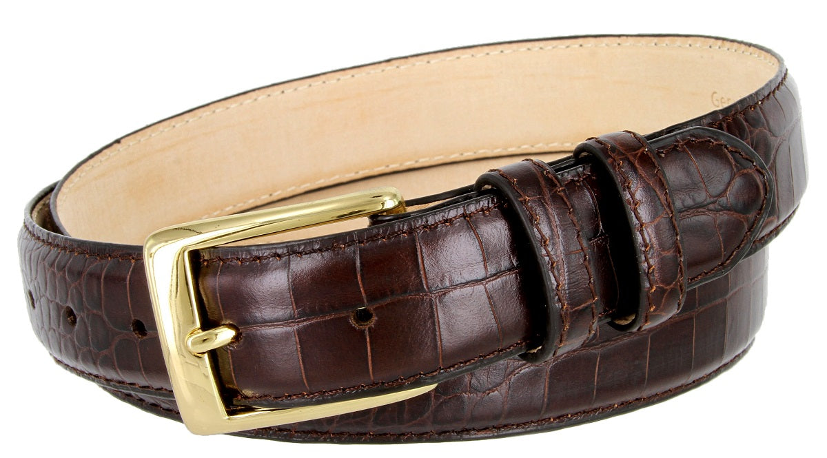 The Genuine Italian Calfskin Alligator Embossed Leather Dress Belt