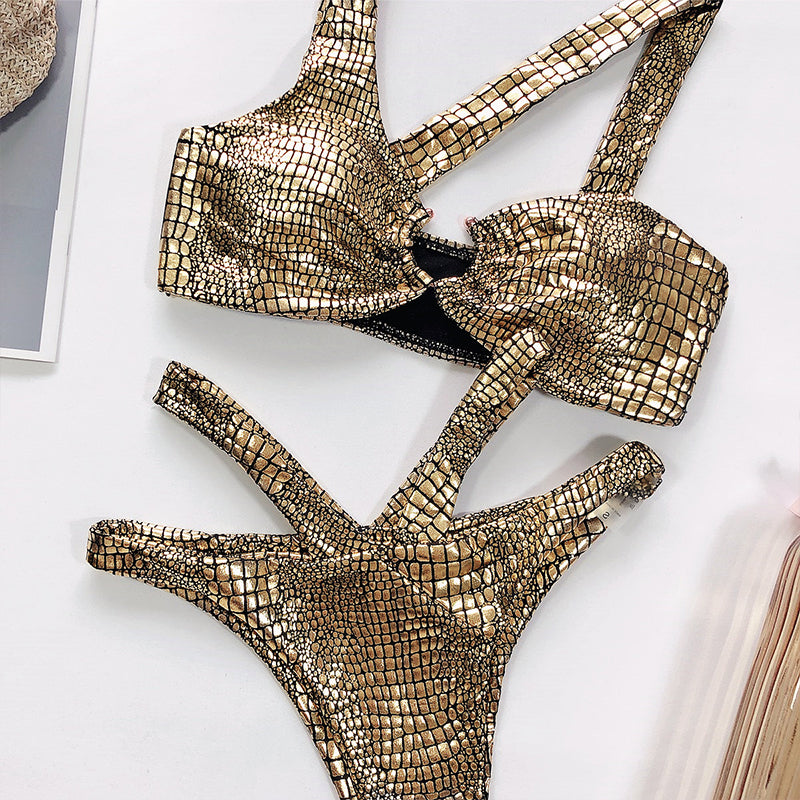 The Snake Print Irregular Bikini