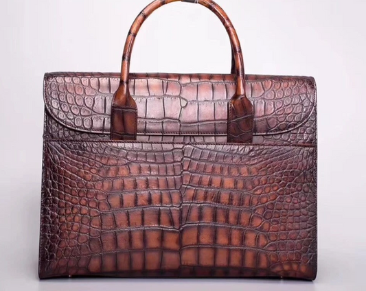 Genuine Vintage Crocodile Foldover Briefcase