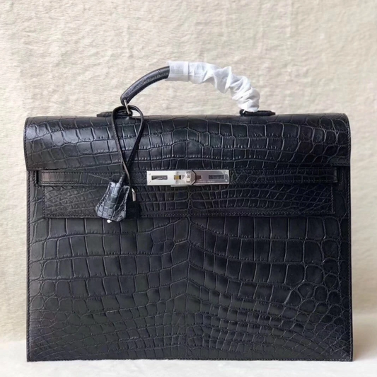 Genuine Crocodile Top Handle Business Bag