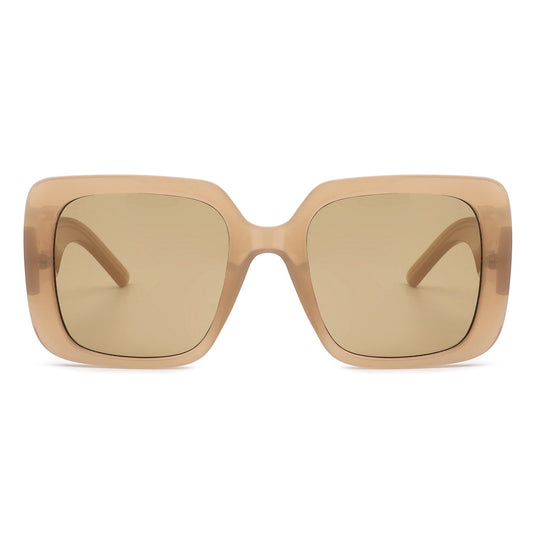 SQUARE RETRO OVERSIZE FLAT TOP SUNGLASSES