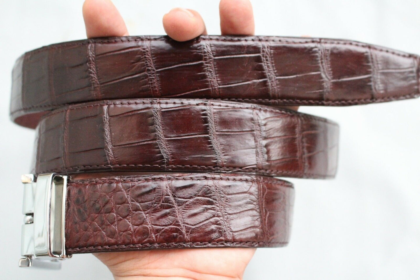 Dark Brown Crocodile Leather Belt