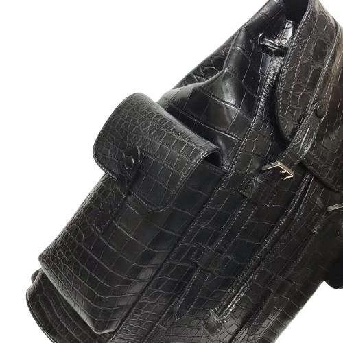 The LBK-1 Black Alligator Drawstring Backpack