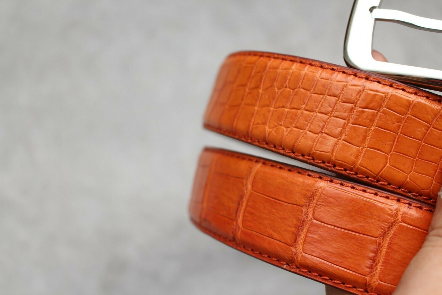 Orange Crocodile Leather Belt