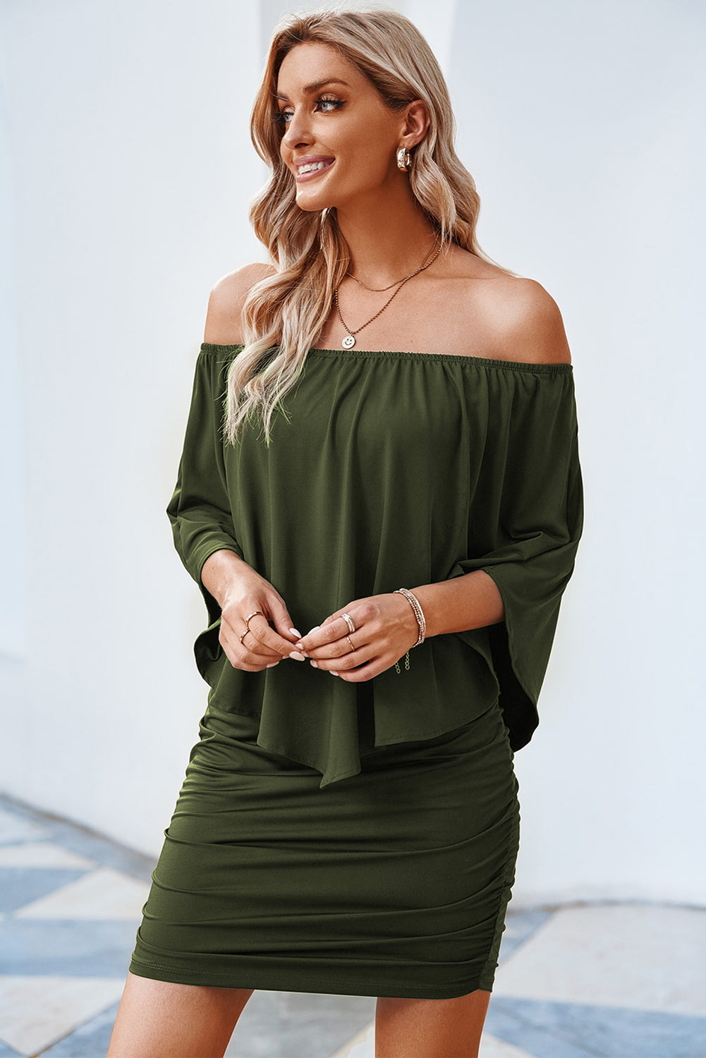 Off-Shoulder Layered Dress