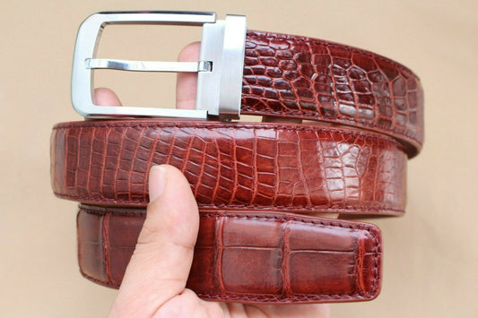 Red Crocodile Leather Belt